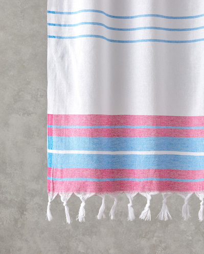 Dolly Rejenere Çizgili Peştamal 90x150 cm Fuşya-Mavi
