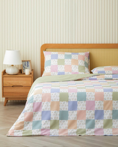 Dreamy Patch Kolay Ütülenir Tek Kişilik Nevresim Seti 160x220 cm Pembe - Yeşil