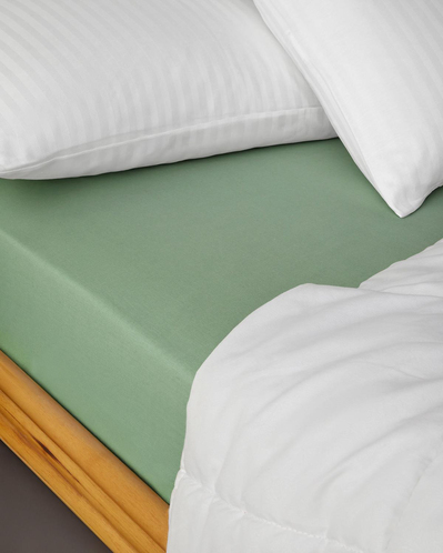 Düz Pamuklu Çift Kişilik Lastikli Çarşaf 160x200 cm Çağla Yeşili