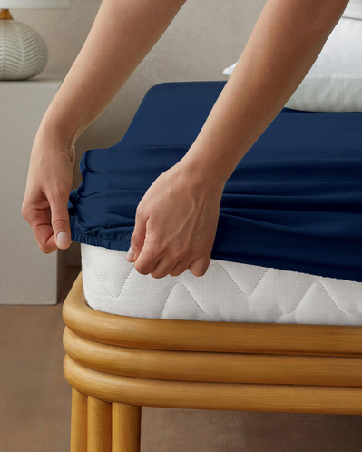 Düz Pamuklu Tek Kişilik Lastikli Çarşaf 100x200 cm Gece Mavisi