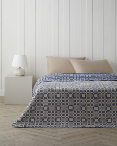 Echo Plaid Pamuklu Tek Kişilik Battaniye 150x200 cm Mavi