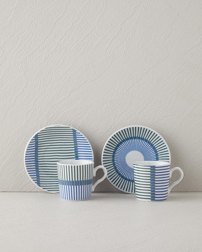 Edwin Porselen 4 Parça 2 Kişilik Kahve Fincan Takımı Mavi-Yeşil