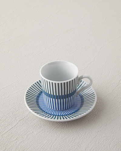 Edwin Porselen 4 Parça 2 Kişilik Kahve Fincan Takımı Mavi-Yeşil