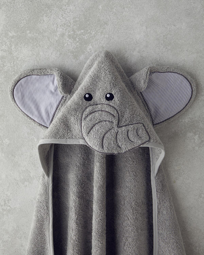 Elephant Pamuklu Bebe Havlu Gri
