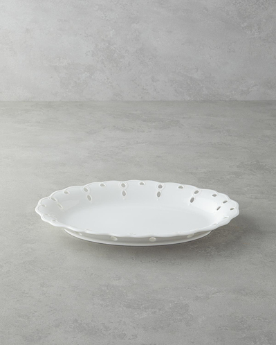 Elodie Porselen Kayık Tabak Beyaz