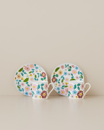 Elvia New Bone China 4 Parça 2 Kişilik Kahve Fincan Takımı 80 ml Renkli