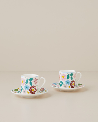 Elvia New Bone China 4 Parça 2 Kişilik Kahve Fincan Takımı 80 ml Renkli