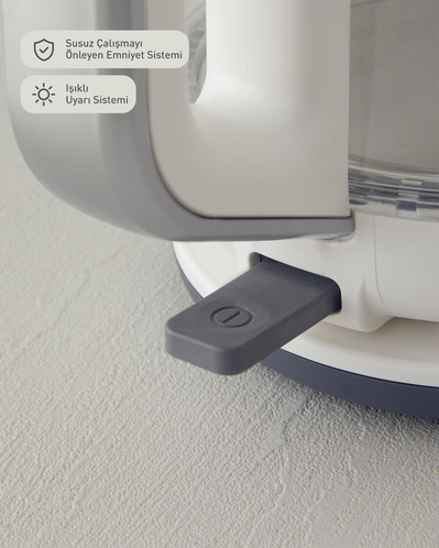 English Home CMK 6001 Cam Çay Makinesi ve Kettle Beyaz-Krom