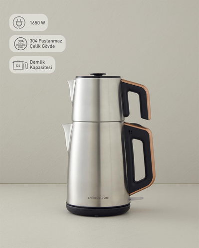English Home CMK 6010 Inox Çay Makinesi ve Kettle Siyah-Bakır