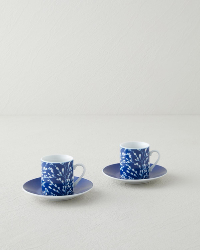 Fawn Porselen 4 Parça 2 Kişilik Kahve Fincan Takımı 80 ml Koyu Mavi