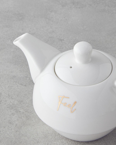 Feel Happy New Bone China Demlik Seti 400 ml Beyaz