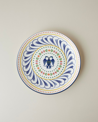 Fiesta Talavera Porselen Pasta Tabağı 21 cm Beyaz - Lacivert