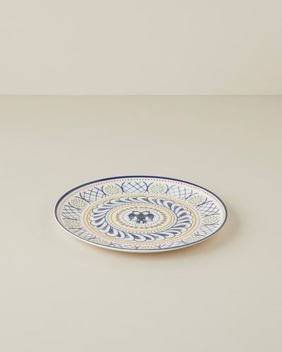 Fiesta Talavera Porselen Servis Tabağı 26 cm Beyaz - Lacivert