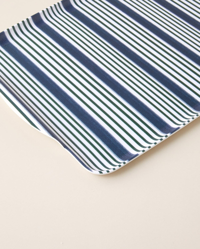Fine Line Melamin Kaydırmaz Tepsi 25x38 cm Lacivert – Yeşil