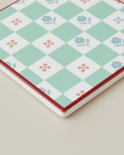 Flora Blocks Seramik Bardak Altlığı 11 cm Yeşil
