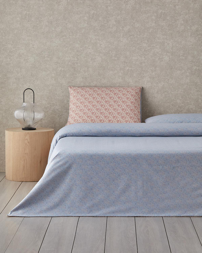 Floral Breeze Kolay Ütülenir Tek Kişilik Çarşaflı Nevresim Takımı 160x220 cm Pembe - Mavi