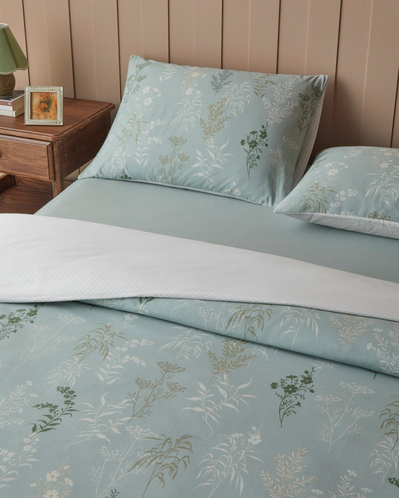 Floral Hush Pamuk Çift Kişilik Çarşaflı Nevresim Takımı 200x220 cm Yeşil
