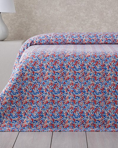 Flower Blast Baskılı Pamuklu Tek Kişilik Pike 150x220 cm Mavi