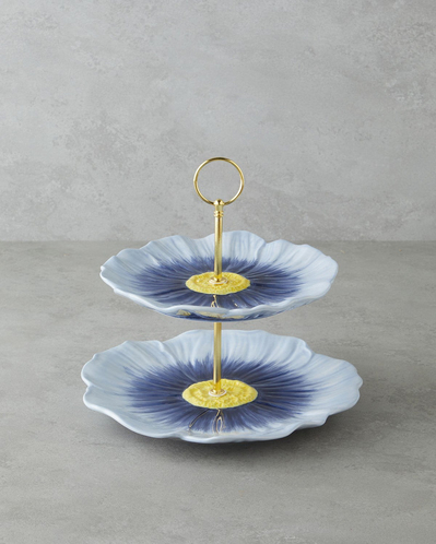 Flowerella Dolomite Katlı Servis 21+26 cm Mavi