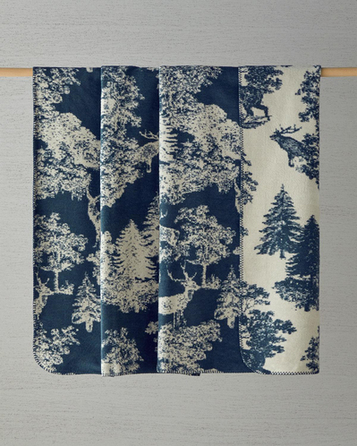 Forest toile Pamuklu Çift Kişilik Battaniye 200x220 cm Lacivert