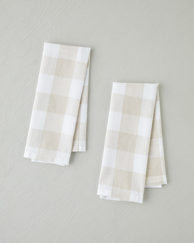 Fresh Grid Pamuk Polyester 2li Kurulama Bezi 30x50 cm Bej