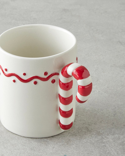 Frosty Candycane Stoneware Kupa 330 ml Kırmızı - Beyaz