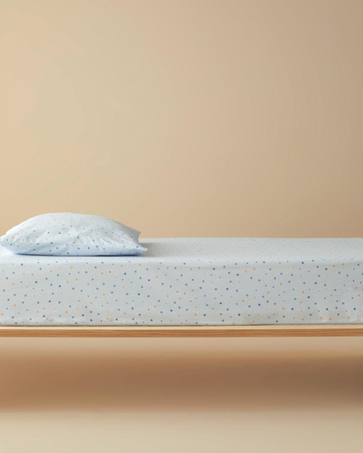 Funny Dots Pamuklu Bebe Lastikli Çarşaf Takımı Mavi