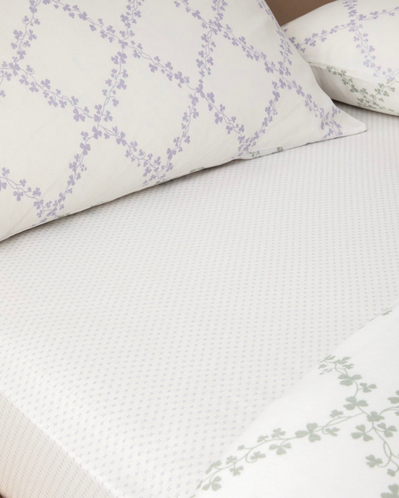 Garden Lattice Kolay Ütülenir Çift Kişilik Çarşaflı Nevresim Takımı 200x220 cm Lila-Yeşil