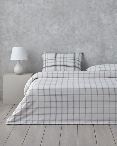 Graphic Grid Kolay Ütülenir Tek Kişilik Çarşaflı Nevresim Takımı 160x220 cm Gri