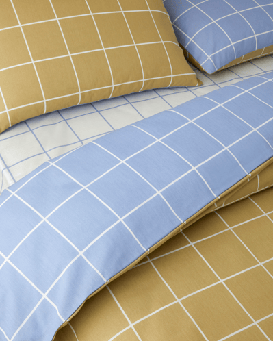 Gridline Kolay Ütülenir Tek Kişilik Çarşaflı Nevresim Takımı 160x220 cm Yağ Yeşili- Mavi