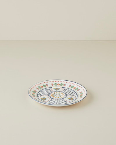 Harmony Talavera Porselen Pasta Tabağı 21 cm Beyaz - Lacivert