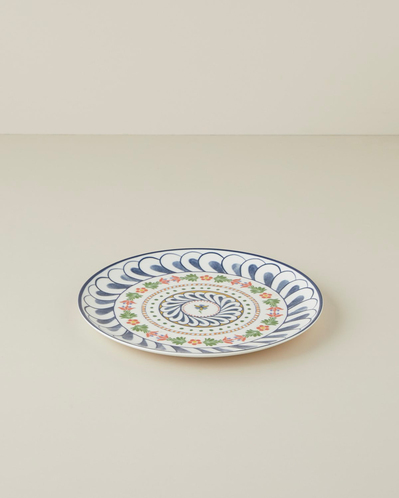 Harmony Talavera Porselen Servis Tabağı 26 cm Beyaz - Lacivert