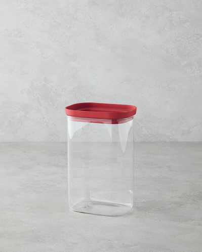 Hecha Cam Kavanoz 1300 ml Kırmızı