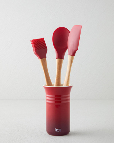 Hecha Silikon 4 Parça Servis Seti 28x32,5x31 cm x 14,5 cm Kırmızı