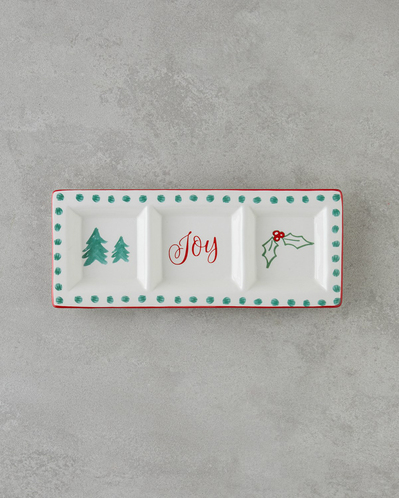 Joy Dolomite Sunumluk 25x10 cm Beyaz - Kırmızı