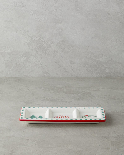 Joy Dolomite Sunumluk 25x10 cm Beyaz - Kırmızı