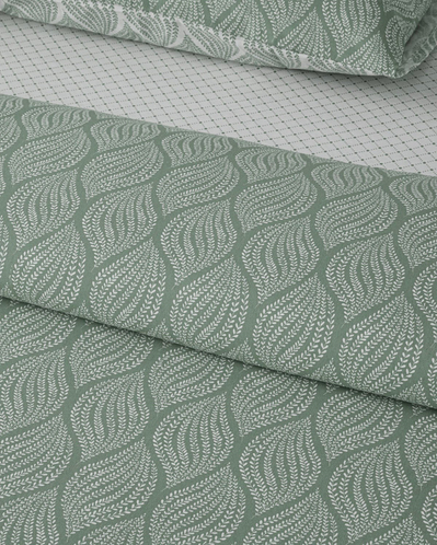 Leafy Braid Çarşaflı Çift Kişilik Nevresim Takımı 200x220 cm Yeşil