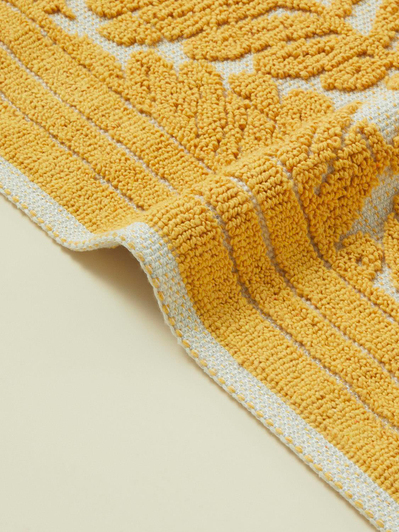 Leafy Pamuklu Bukle Kilim 120x180 cm Hardal-Krem