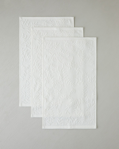 Leafy Touch %100 Pamuk Jakarlı 3lü El Havlusu Seti 30x50 cm Ekru
