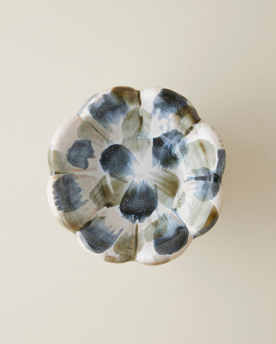 Leina Stoneware Dekoratif 18x18x8 cm Mavi-Beyaz