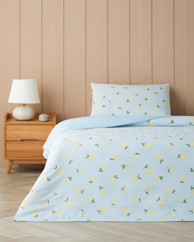 Lemon Breeze Kolay Ütülenir Tek Kişilik Nevresim Seti 160x220 cm Mavi-Sarı