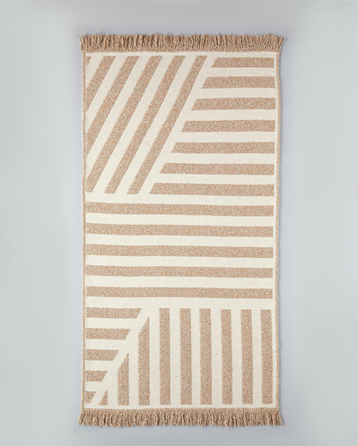 Linear Dokuma Kilim 80x150 cm Açık Krem - Kahve