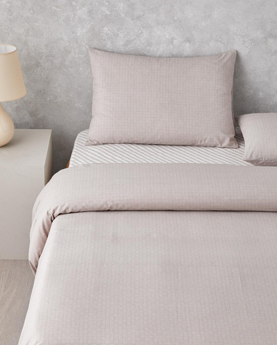 Linework Kolay Ütülenir Çift Kişilik Çarşaflı Nevresim Takımı 200x220 cm Açık Mürdüm