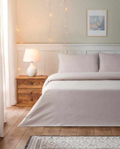 Linework Kolay Ütülenir Çift Kişilik Çarşaflı Nevresim Takımı 200x220 cm Açık Mürdüm