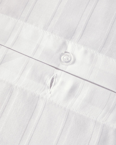 Lior Çizgili Pamuk Saten Çift Kişilik Çarşaflı Nevresim Takımı 200x220 cm Beyaz