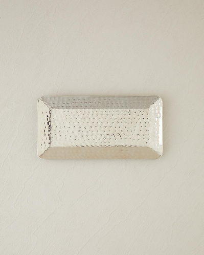 Liza Metal Dekoratif Tepsi 25,5x13x2,5 cm Silver