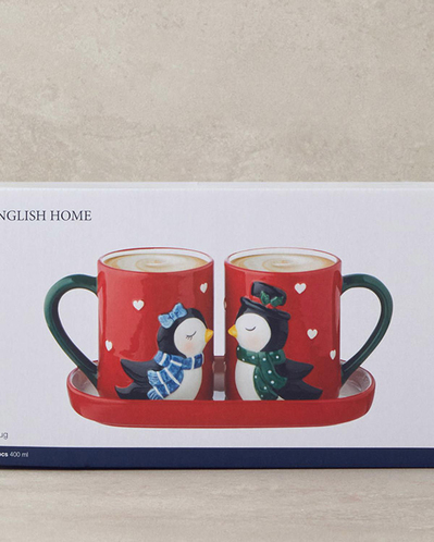 Lovely Penguins Dolomite 2li Kupa 400 ml Kırmızı