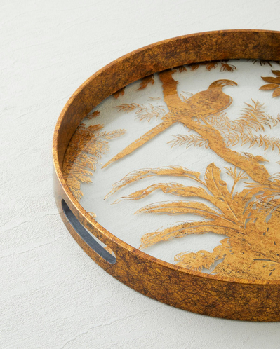 Lucia Cam Dekoratif Tepsi 36x36x4 cm Kahverengi
