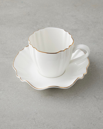 Lumen New Bone China 12 Parça 6 Kişilik Kahve Fincan Takımı 90 ml Beyaz-Gold