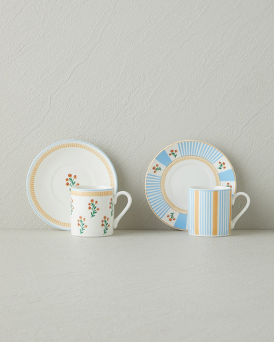 Lumina New Bone China 4 Parça 2 Kişilik Kahve Fincan Takımı 80 ml Sarı